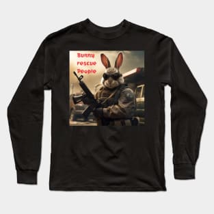 Bunny rescue people in military uniform Long Sleeve T-Shirt